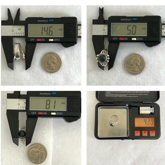 VTG Sterling Silver 925 Southwest Round Chrysocolla Split Shank Ring Sz 7.25 - Picture 10 of 16